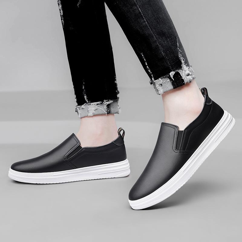 68 Men'S And Women'S Shoes Board Shoes One Pedal Flat-Soled Leather Shoes Little White Shoes Spring Low-Top Feet Cowhide Surface Single Shoes
