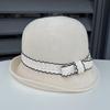 Elegant bow knitted dome basin hat women's spring and summer retro British fashion crimped bucket hat travel visor