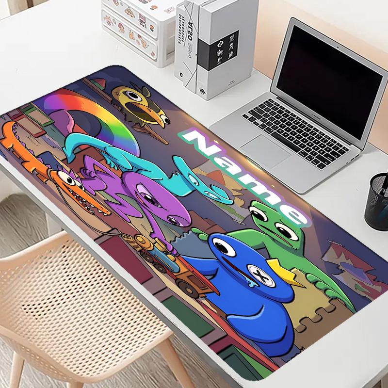 Custom Name Personalized Game Rainbow Friends Pattern Mousepad, Laptop PC Desk Mat, Decorative Desk Mat for Home Keyboard Pad Gift