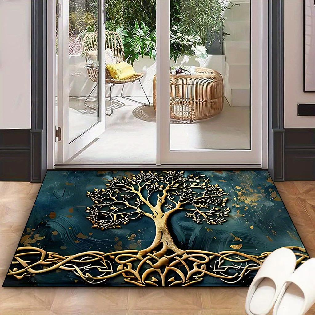 Tree of Life Pattern Large Area Rug Non-slip Machine Washable for Living Room Bedroom Laundry Entryway Home Decor Carpet Mat