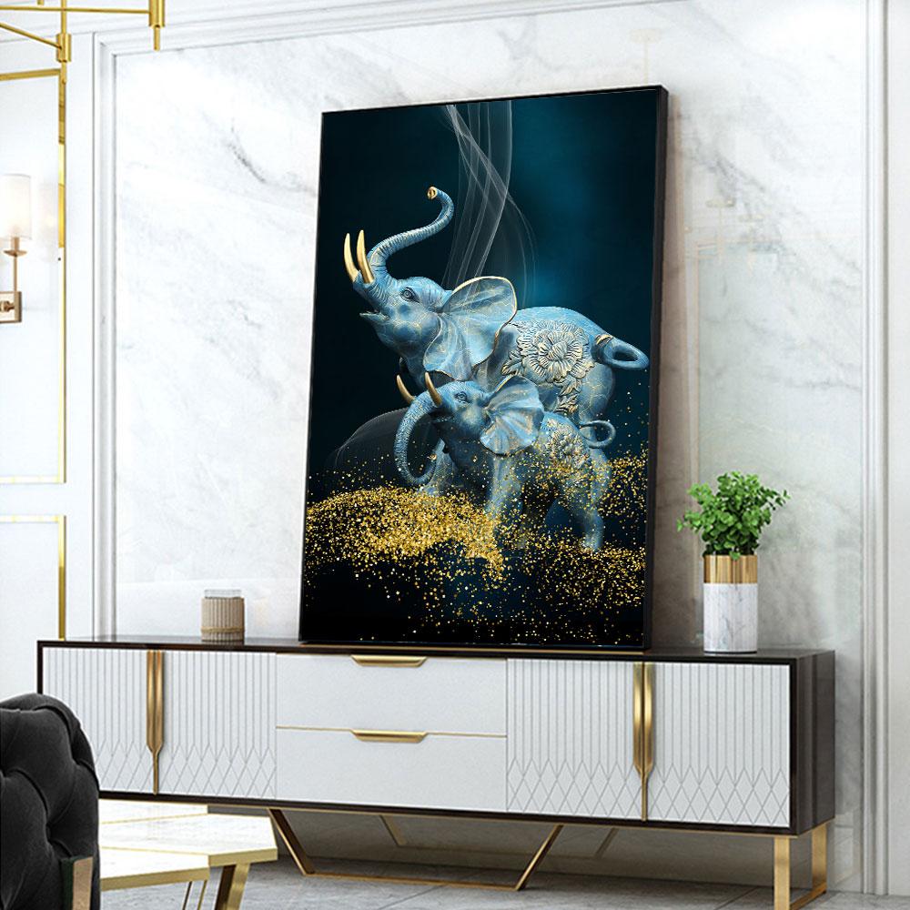 Geogerous obraz slona Nástěnné umění Plátno Olejomalba Plakát a tisky Abstraktní zvířecí plátno umění pro obývací pokoj Home Decor