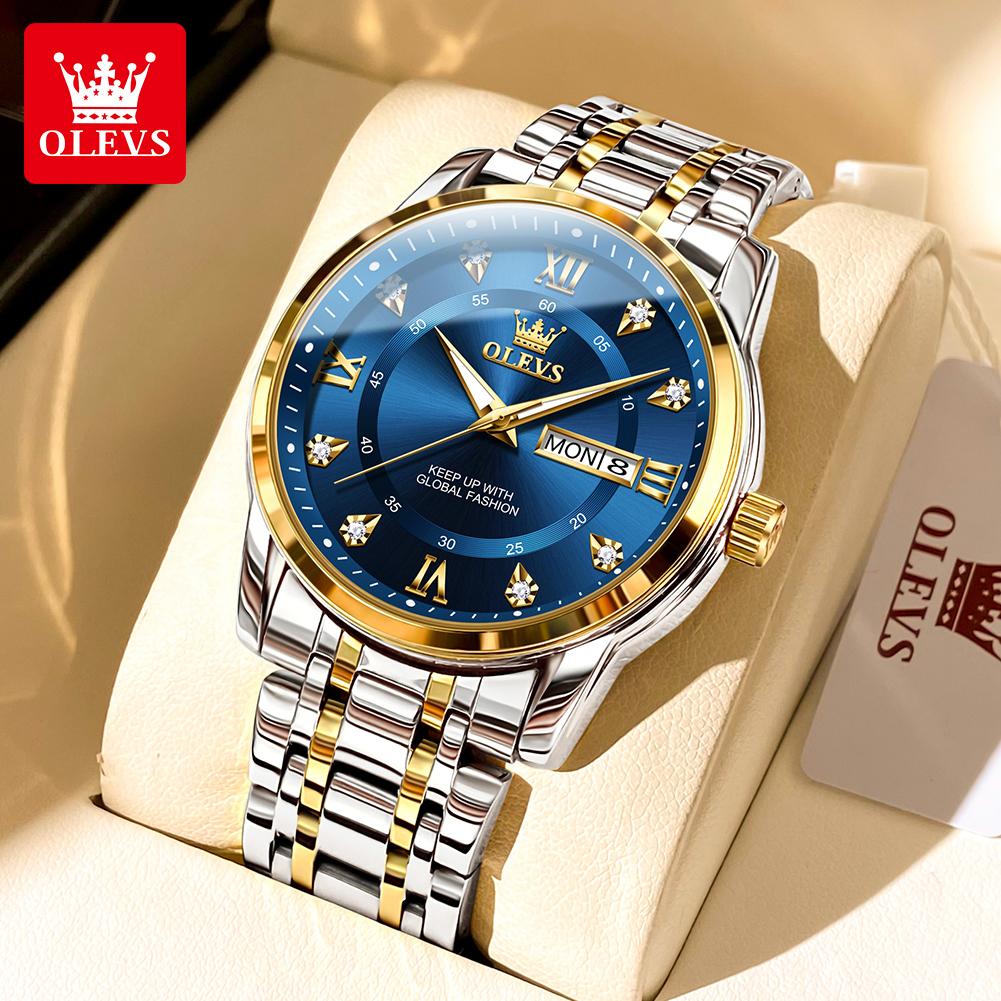 OLEVS Upgrade Perfume Quartz Men's Watches Fashion Waterproof Dual Calendar Luminous Luxury Brand Original Man Wristwatch 5513X