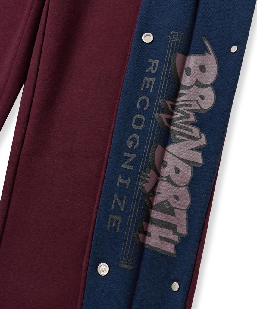 BROWNBREATH W Side Block Sweat Pants - Burgundy