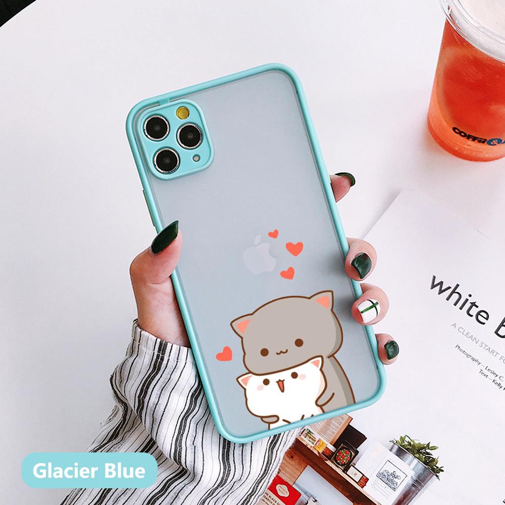 

Чехол для телефона I love u с изображением персика и моти кота, противоударный бампер для iPhone13 12 11 Pro Max XR X XS 7 8 Plus, чехол с забавным котом для пары iphone 11