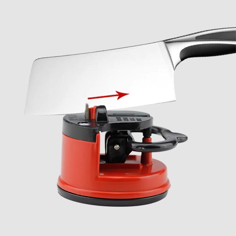 Portable Red Suction Cup Sharpener Tool Suitable Home Kitchen Friut Cut-knife Tool Outdoor Household Sharpener Accessories