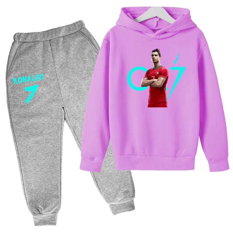 TZWYChildren's Clothing Coat CR7 Brand Casual Competition Sportswear Boys Girls Letter Printed Hoodie/trousers 2P Sports Jogging Set