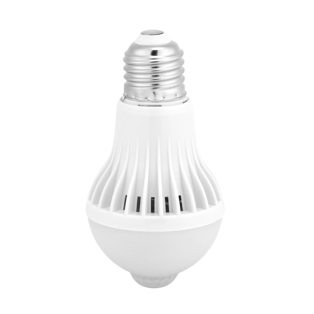 E27 Motion Sensor Light Bulb 6500K Auto On/Off PIR Infrared Motion Sensor Light Smart Infrared Sensor Bulb Backyard
