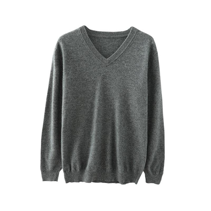 Men's 100% Pure Wool V-Neck Sweater, New Autumn/Winter Business Casual Soft Knit, Long-Sleeve Base Layer.