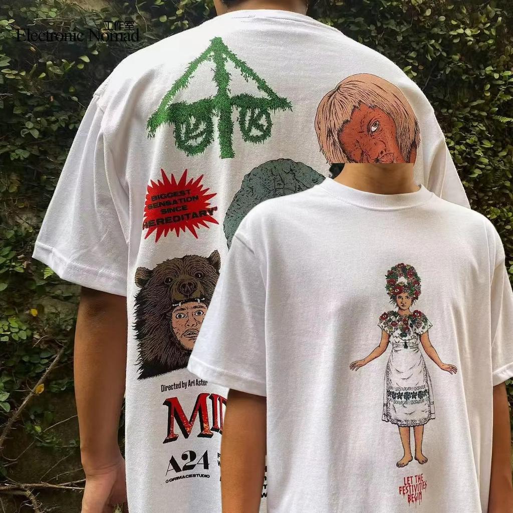 EN Washing Master Midsummer Nightmare Midsommar American Retro Short sleeved T-shirt High Street 90s No Collision  streetwear