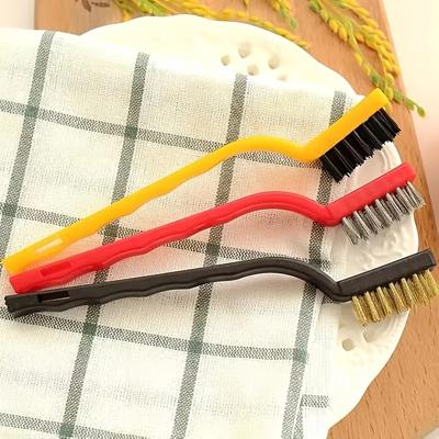 3Pcs Gas Stove Cleaning Brush Multifunctional 7 Inches Metal Bristles Cleaner Strong Decontamination Household Cleaning Supplies