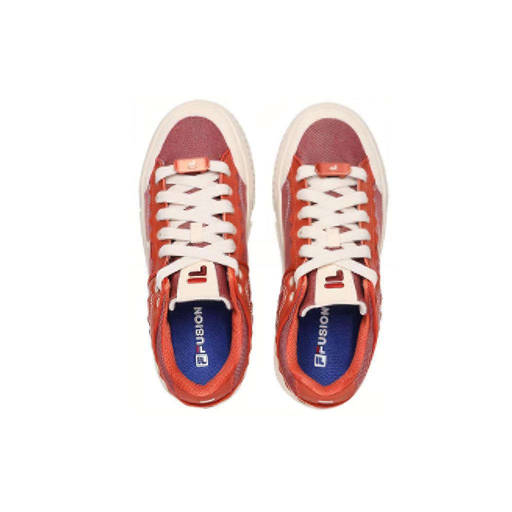 Fila Fusion Stack Cake Fabric Synthetic Leather Comfortable Durable Low Top Skate Shoes Women sneaker Redwood T12W232201FMC