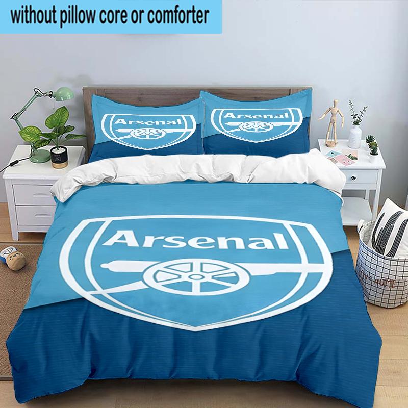 FC Arsenal Wappen 3-teiliges Bettwäscheset 2D-Druck (Enthält 1 Bettbezug + 2 Kissenbezüge Ohne Füllung), Schlafzimmerdekoration, Ventilatorgeschenk
