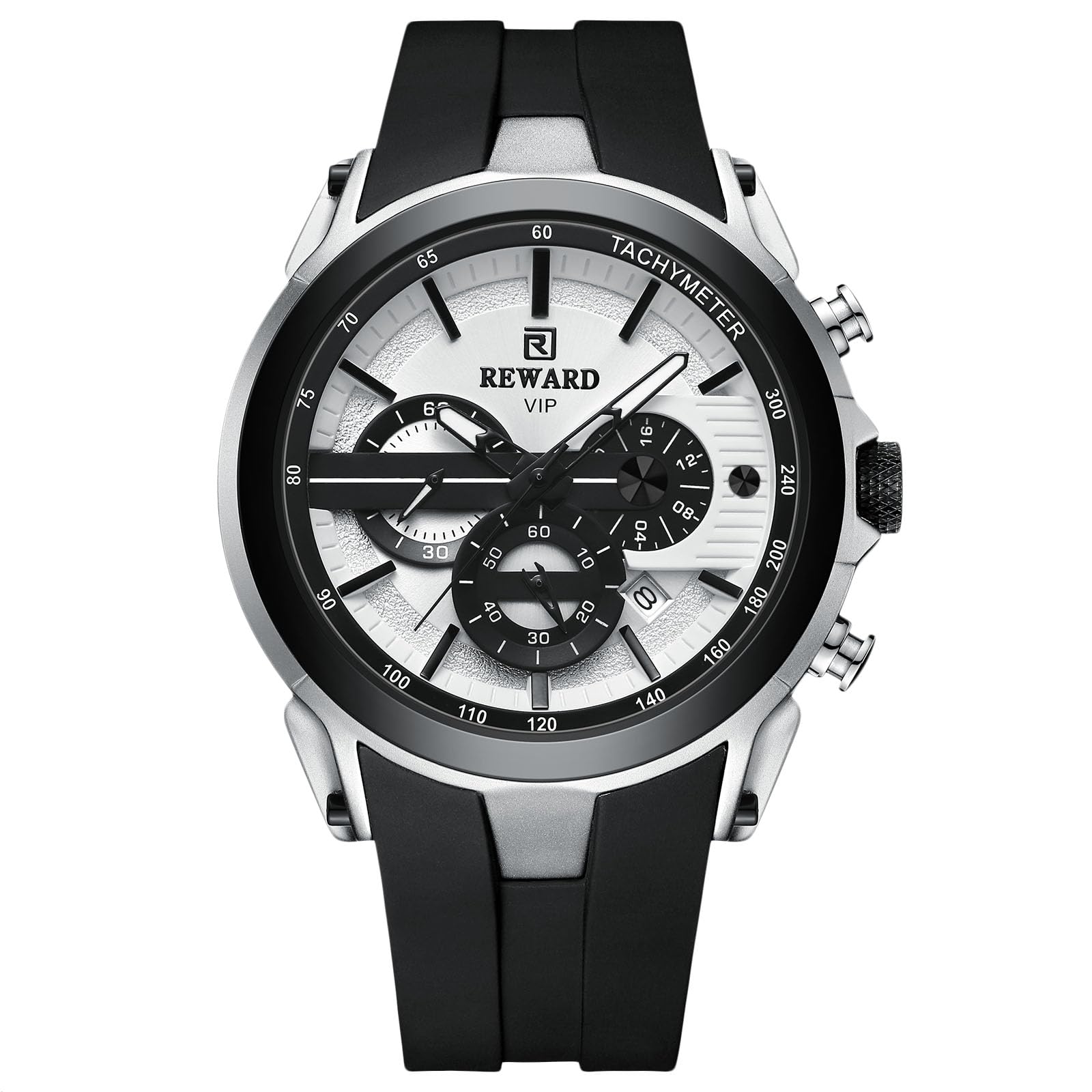 

RORIOS Quartz Watch with Day Luminous Perfect for Business or Day or Christmas White Black Men s Display, Multi-Function, Display, Lightweight,