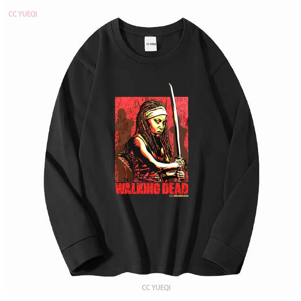 Walking dead Michonne pánské černé tričko velikost XL vintage Vyprané Lehce měkké Ležérní designové oblečení Prodyšné Univerzální