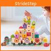 Educational Fruit Wooden Train Building Blocks For Digital English Cognition Toy