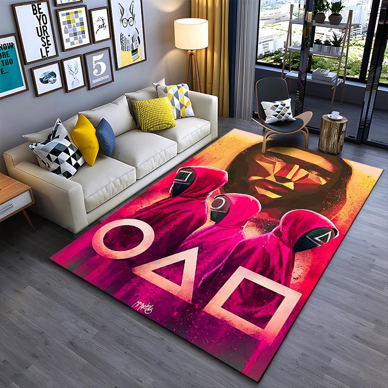 

Abstract Pink Hooded Figures Carpet with Geometric Shapes Design Suitable for use as an anti-slip for living room bedroom sofas 40x60cm( 15x23in )