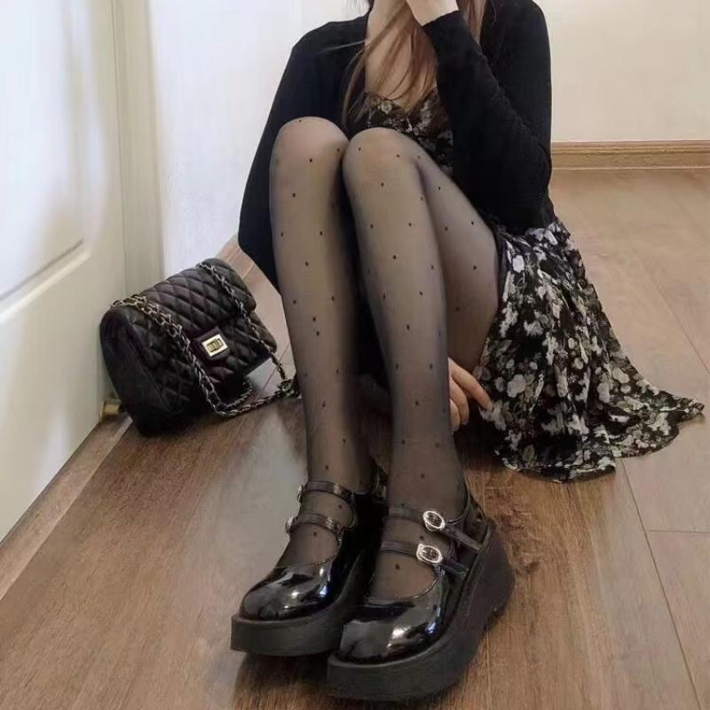 

1 шт. Колготки в горошек Женские колготки Эффект кожи Термо чулки Женские Зимние Флисовые леггинсы Утепленные носки Брюки One Size чёрный