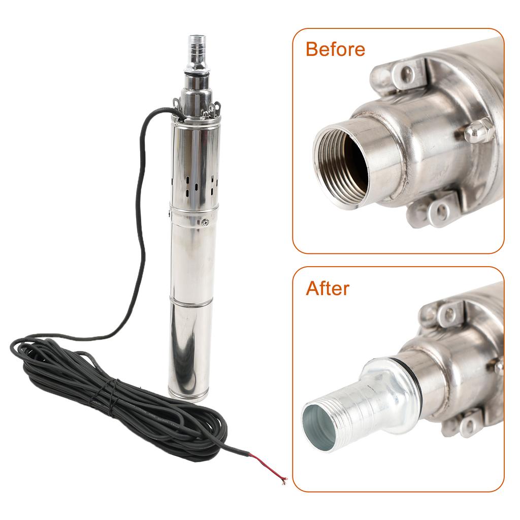 3" 24V 350W/48V 750W Deep Well Solar Submersible Bore Hole Water Pump Built-in MPPT