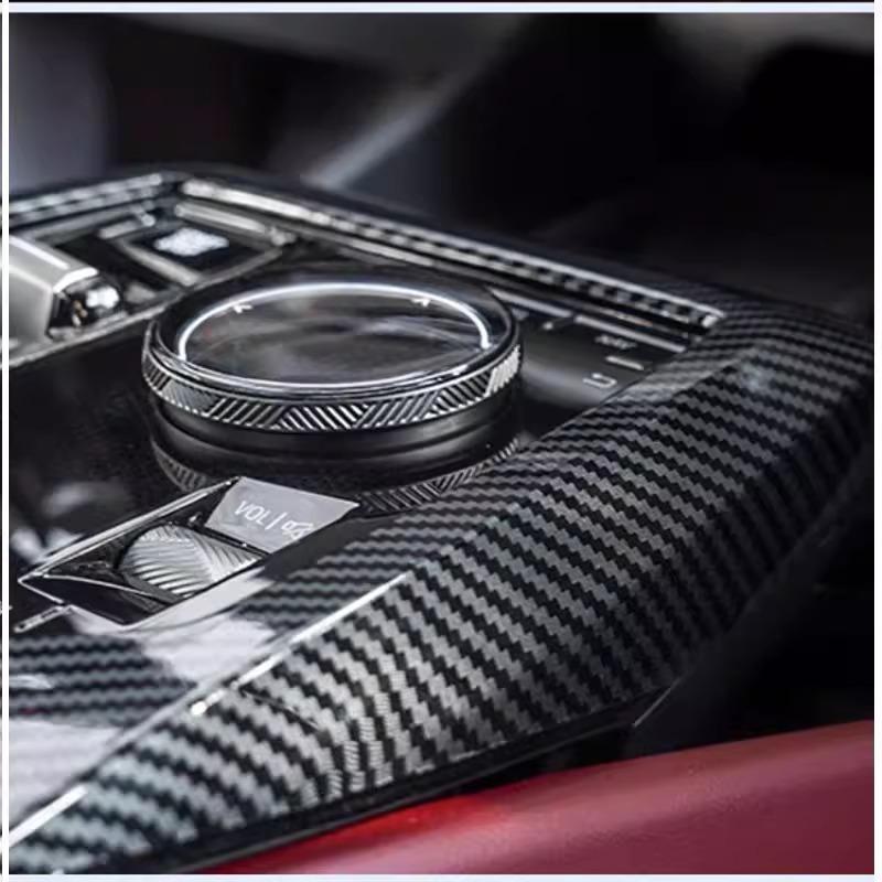 For BMW 5 Series G60 2024-2025 Car Carbon fiber textured interior decoration accessories for the center console gearshift frame