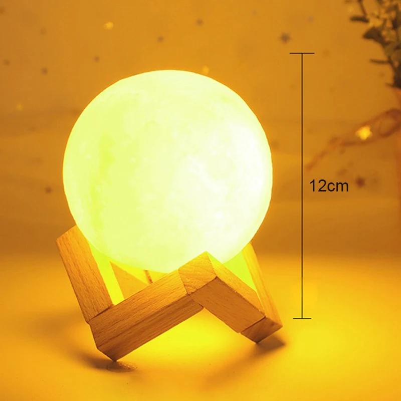 Lamp Moon LED Night Light Battery Powered With Stand Starry Lamp Bedroom Decor Night Lights Kids Gift Moon Lamp