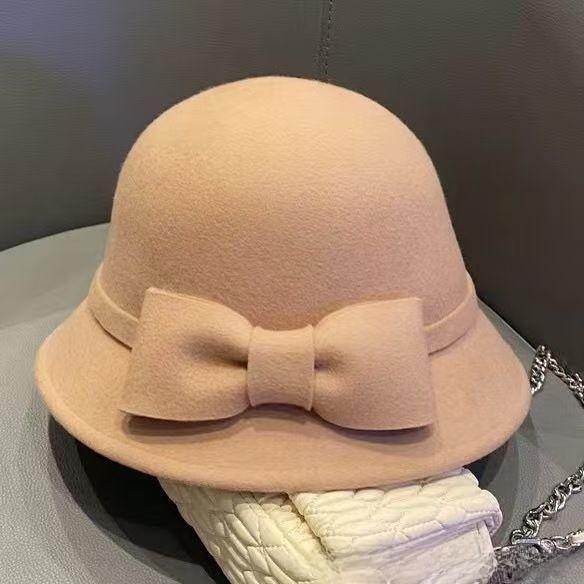 French Chic Style Round Top Hat With Windproof Design For Autumn And Winter Wear