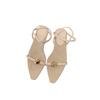 Niche low-heeled black one-word strap sandals fairy shoes 2025 new summer French pointed thin strap Roman shoes