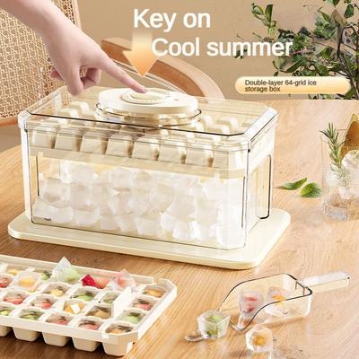 Ice Cube Mold Big Ice Tray Multi-Grid with Lid Household Lazy One-Click Ice Press Ice Making Ice Box