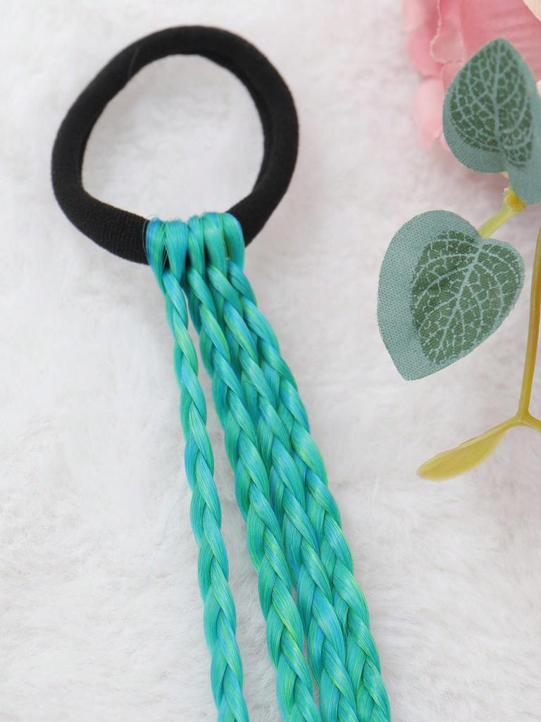 Synthetic Hairpieces 20inch Ponytail Colored Braids Hair Extensions With Rubber Bands Rainbow Braided Accessories For Women Party Highlights Cosplay