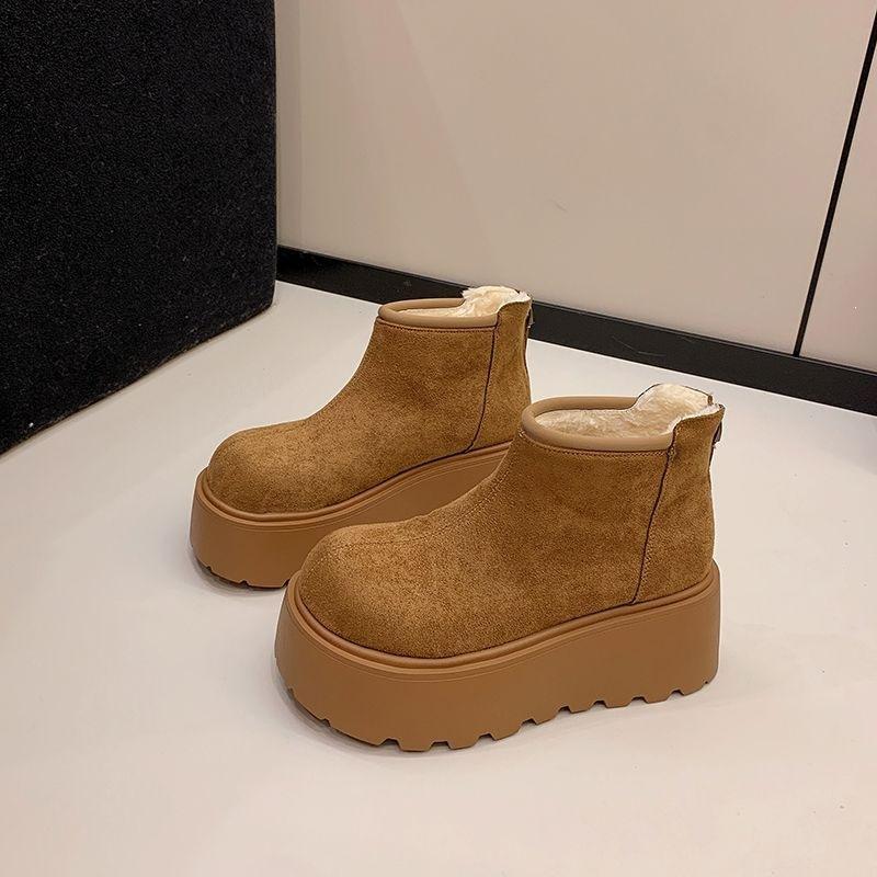 Height increase ugly cute bread shoes velvet warm short boots platform snow boots women's new cotton shoes fashion short boots
