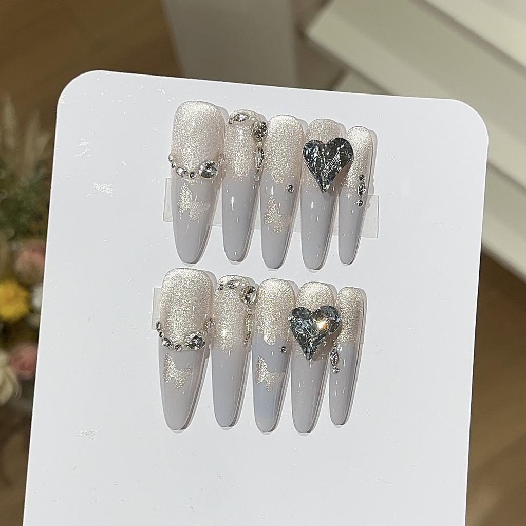 Dream Butterfly Cool Tone Fog Purple Gradient Flash Cat Eye K9 Crooked Heart Diamond Light Luxury Wearing Armor