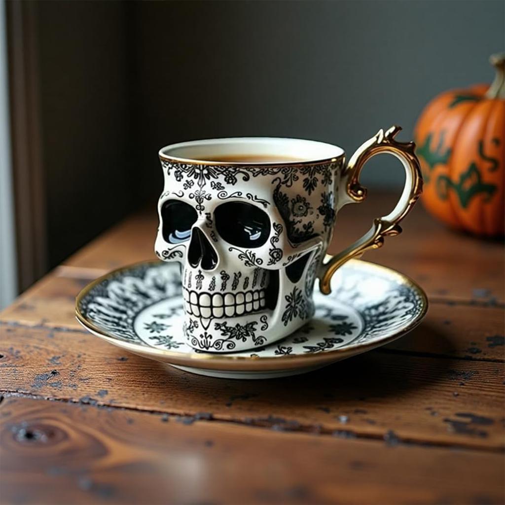 Coffee Cup  , Gold ,plated Gothic Resin Tea Cup  ,Coffee Cup