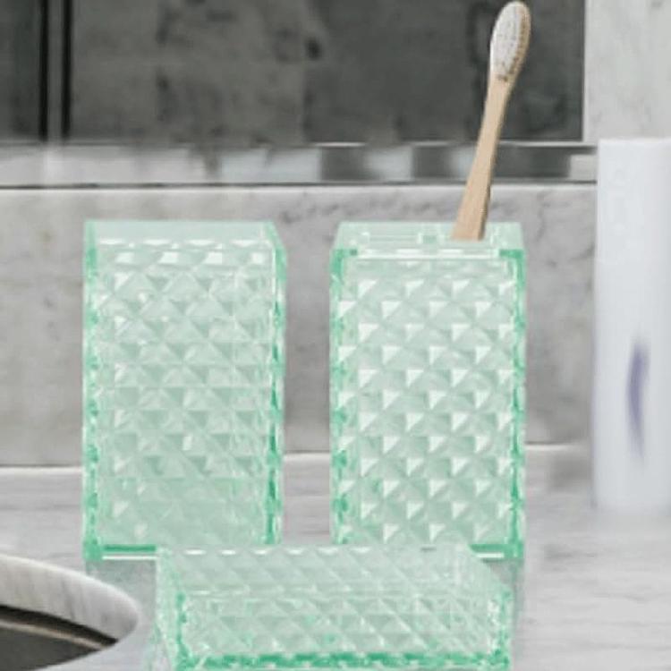 Pack of 4 Modern Diamonds Grids Bathroom Organizers Set Plastic Containers for Countertop Bathtubs Storage Easy to Wipe