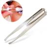 1/3/5pcs Stainless Steel LED Light Eyebrow Tweezer with Super Bright Built-in Lamp for Precise Hair Removal Portable Compact