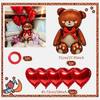 Bow Bear Aluminum Film Balloon Set Brown Bear Balloon Heart Shaped Balloon for Birthday, Wedding, Shower, Anniversary Decoration