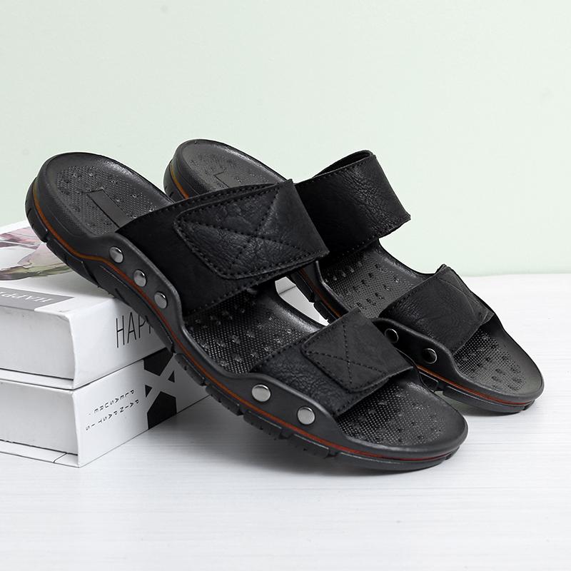 Pánské plážové pantofle z pravé kůže Velké domácí sandály Letní plážové sandály Venkovní Ležérní Vycházky Plážové žabky Pánské Boty