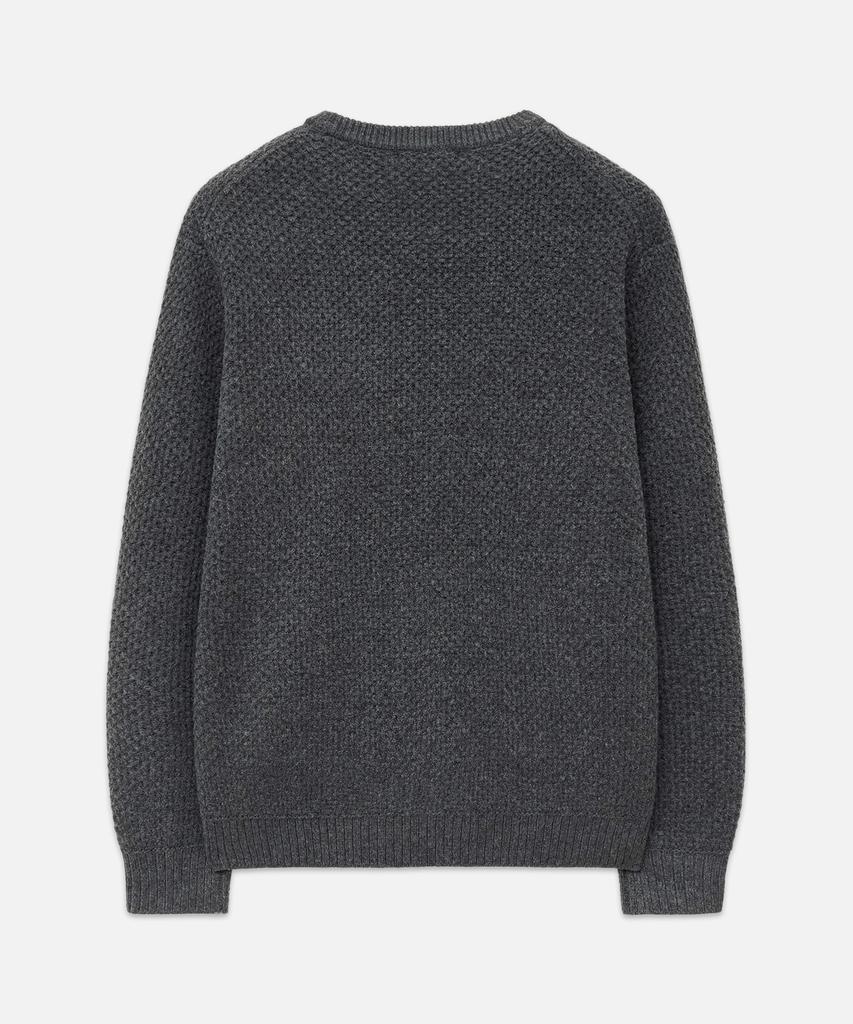 DRAW FIT Waffle Texture Round Pullover Knit [Charcoal]