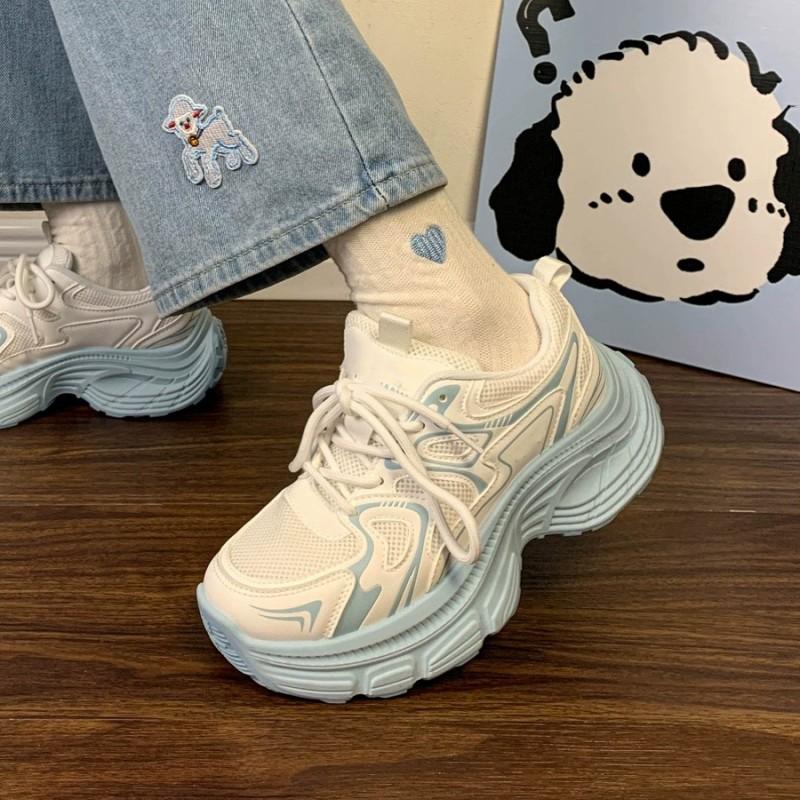 Ocean blue dad shoes women's 2025 summer new original design mesh versatile thick-soled heightening sneakers