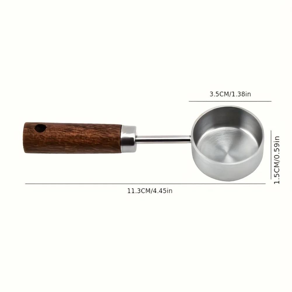 15ml Wooden Coffee Scoop Stainless Steel Long Handle Measuring Spoon for Coffee Tablespoon Kitchen Tool Cafe Decoration