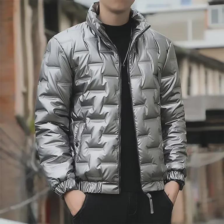 Men's Stand Collar Casual Cotton Jacket with Velvet Lining for Autumn and Winter