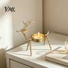 Vintage Style Candle Ornament Deer Shape Holder, Metal Tealight Stand for Dining Table Wedding Elegant Animal Shaped Centerpiece, Decorative
