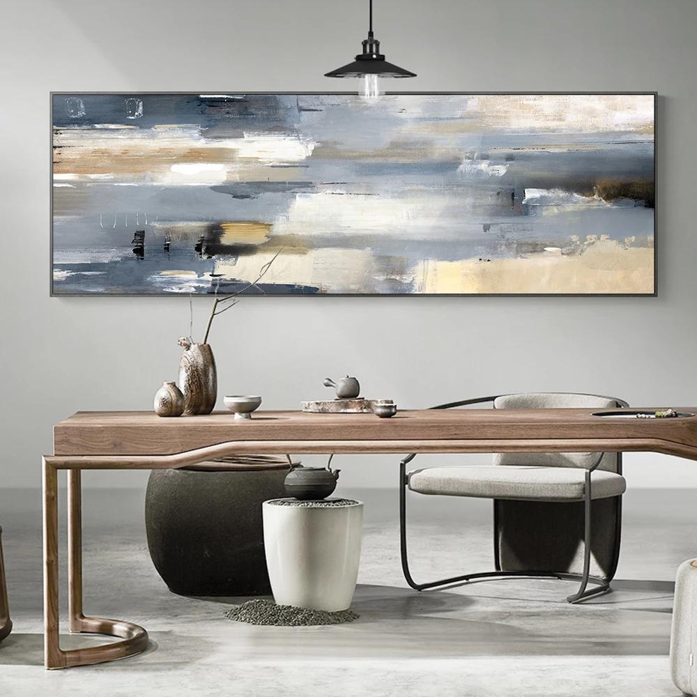 Landscape Abstract Art Posters and Prints Wall Art Canvas Painting Modern Blue Grey Pictures For Living Room Decor No Frame