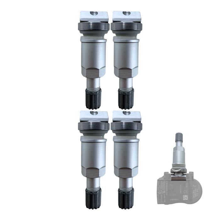 TPMS Sensor Repair Kit - 52936D4100 - Silver Aluminum Valve - 4 Pieces - Steel/Alloy Wheels
