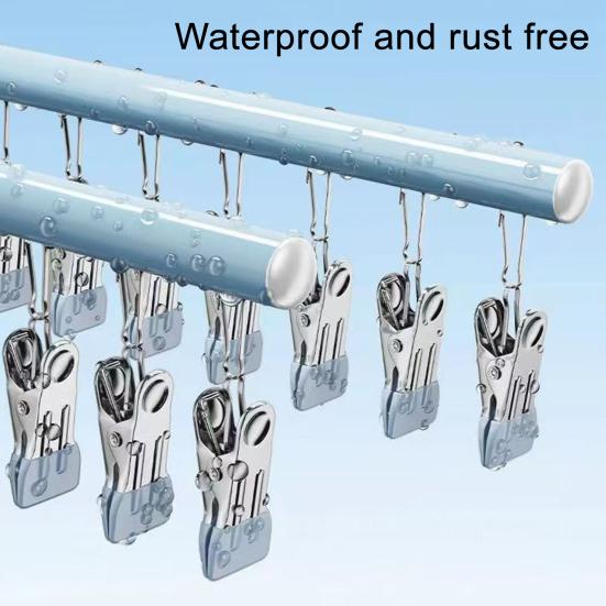 Sušák na prádlo s 10 nastavitelnými klipy Kovová konstrukce Věšáky na kalhoty Legíny Šály Tyč do skříně Závěsný organizér