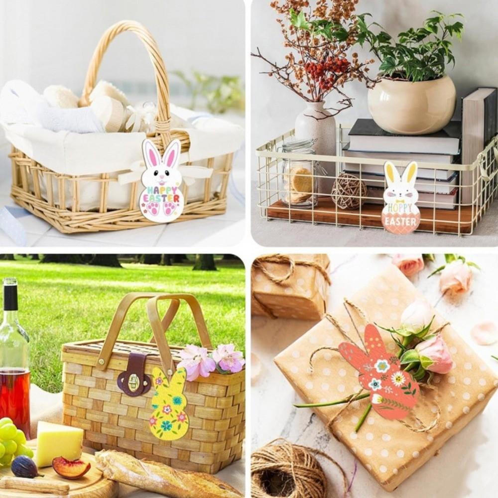 24pcs/set Unfinished Easter Rabbit Craft DIY Color Blank Bunny Wood Slices  Easter Party Crafts