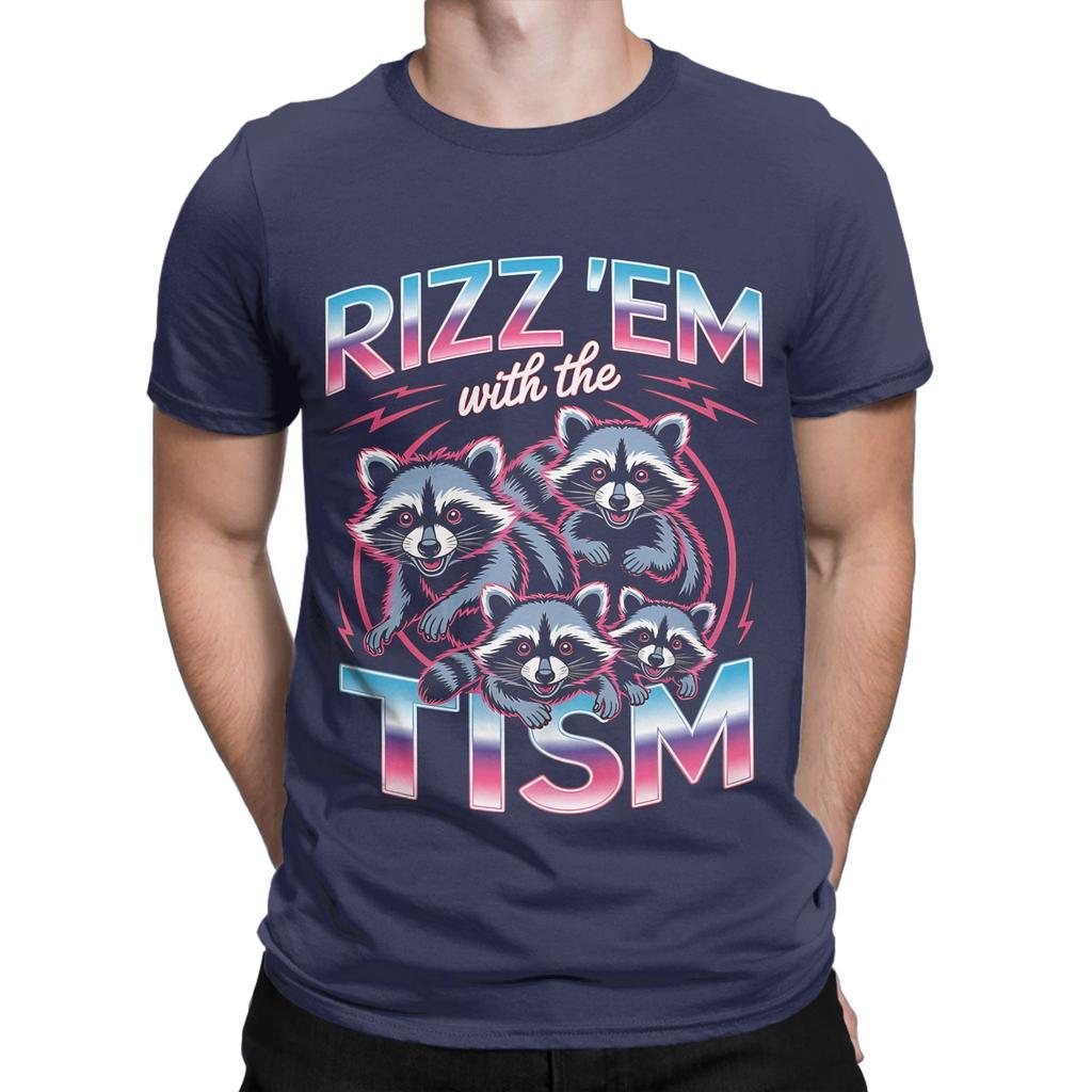 aAutism Rizz Em With The Tism Autistic Racoon Graphic 100 Cotton TShirt aAutism Racoon Tees Tops For Unisex