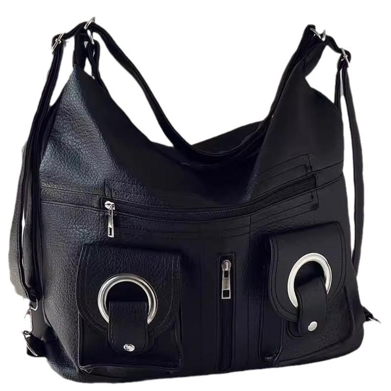 Mode Koreanische Version Schlichte Persönlichkeit Alles Stilvoll Reißverschlusstasche PU Pilotentasche Pendler Umhängetasche Damen