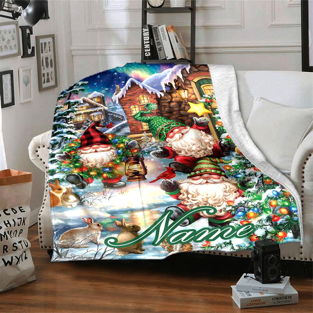 Custom Name Christmas Street Theme Printed Blanket - Perfect for Couch, Bed, Travel & Outdoor Use | Machine Washable, Cozy & Durable.