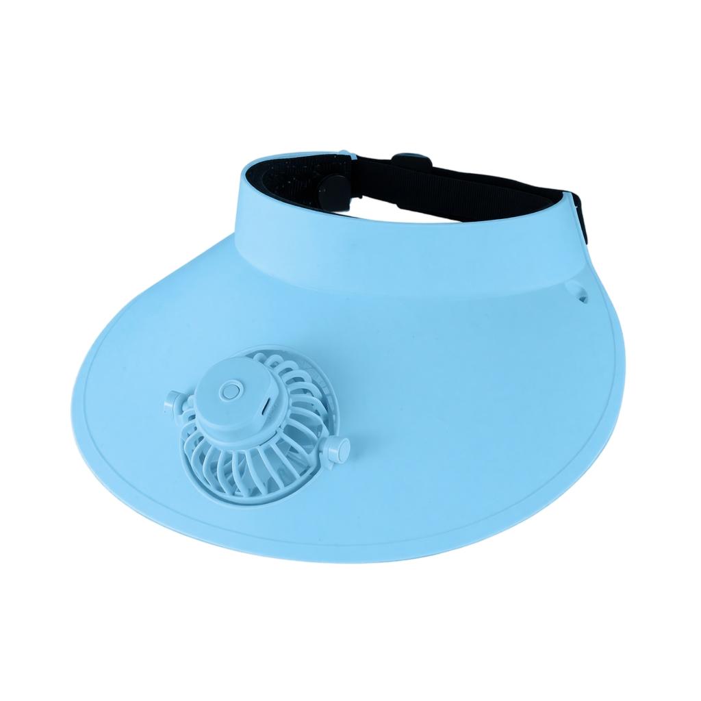 Adjustable Outdoor Sun Visor Hat with Built-In Rechargeable Fan Three-Speed Settings Lightweight Breathable Design for Summer Activities