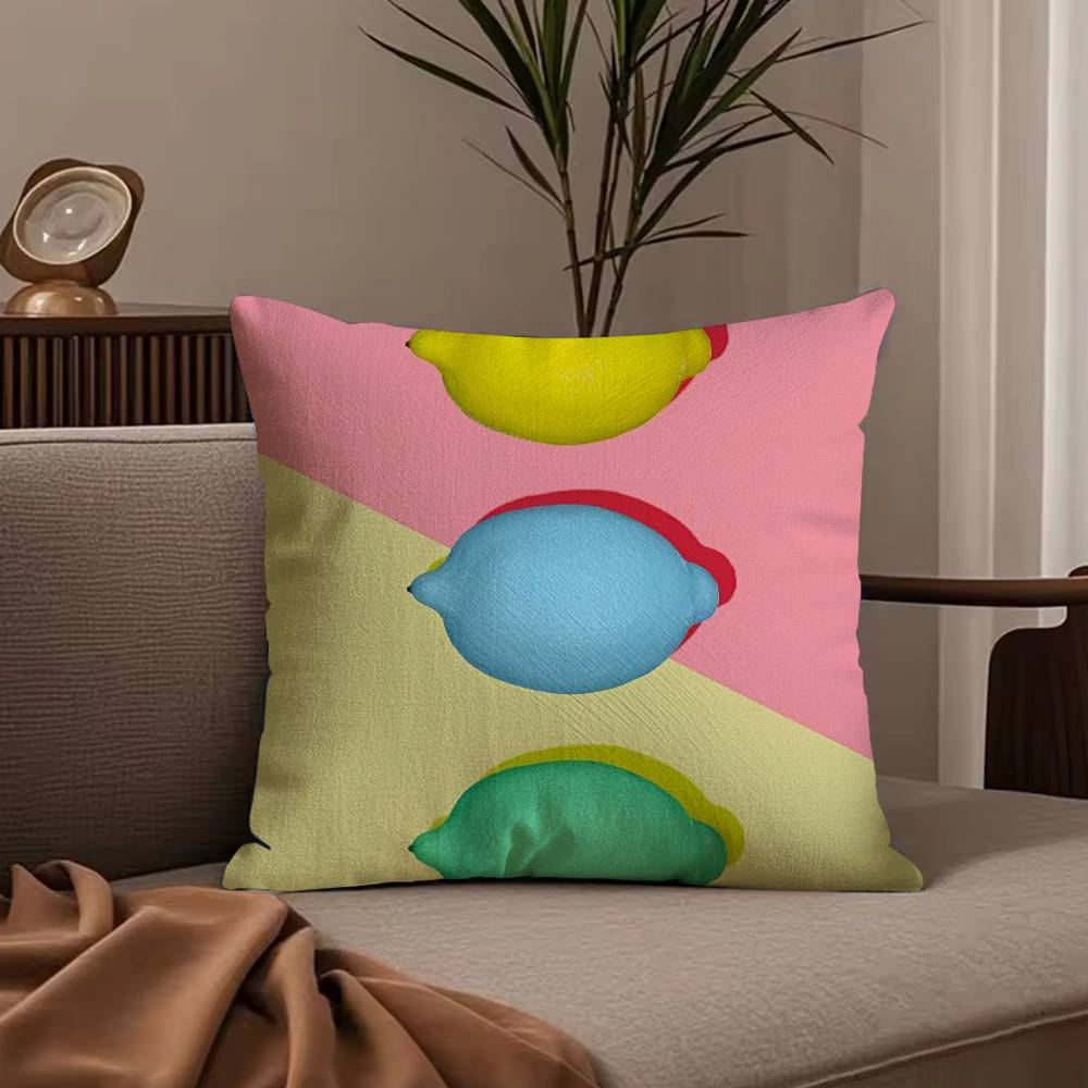 Tropical Plant Fruits Pillow Case Anti-dustmite Pillowcase Invisible zipper silky short plush Sofa cushion cover