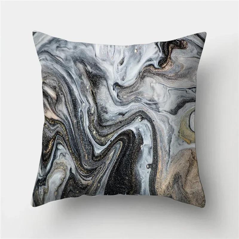 45*45 Marble Ocean Sea Pattern Polyester Throw Pillow Living Room Cushion Cover Home Decoration Sofa Decorative Pillowcase